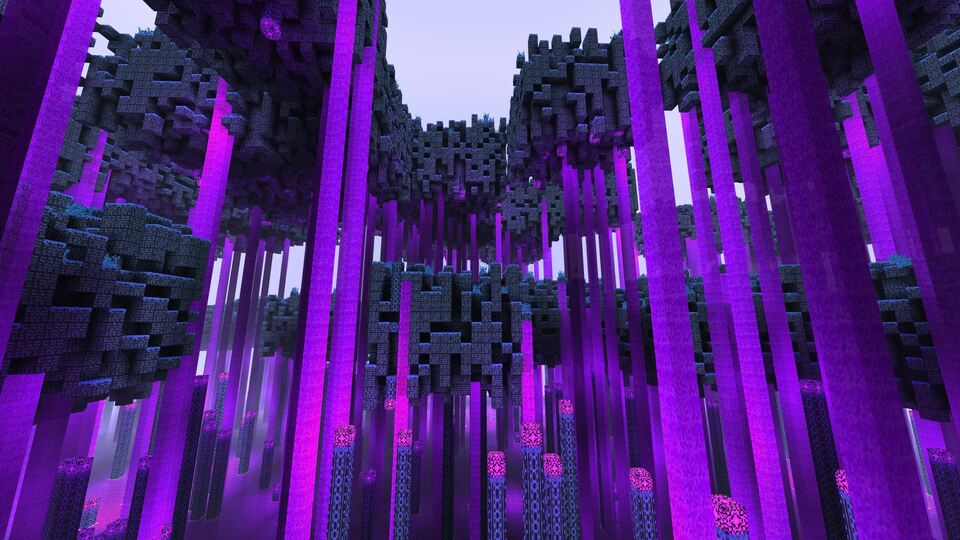 A 3d rendering of many cubes like Minecraft.